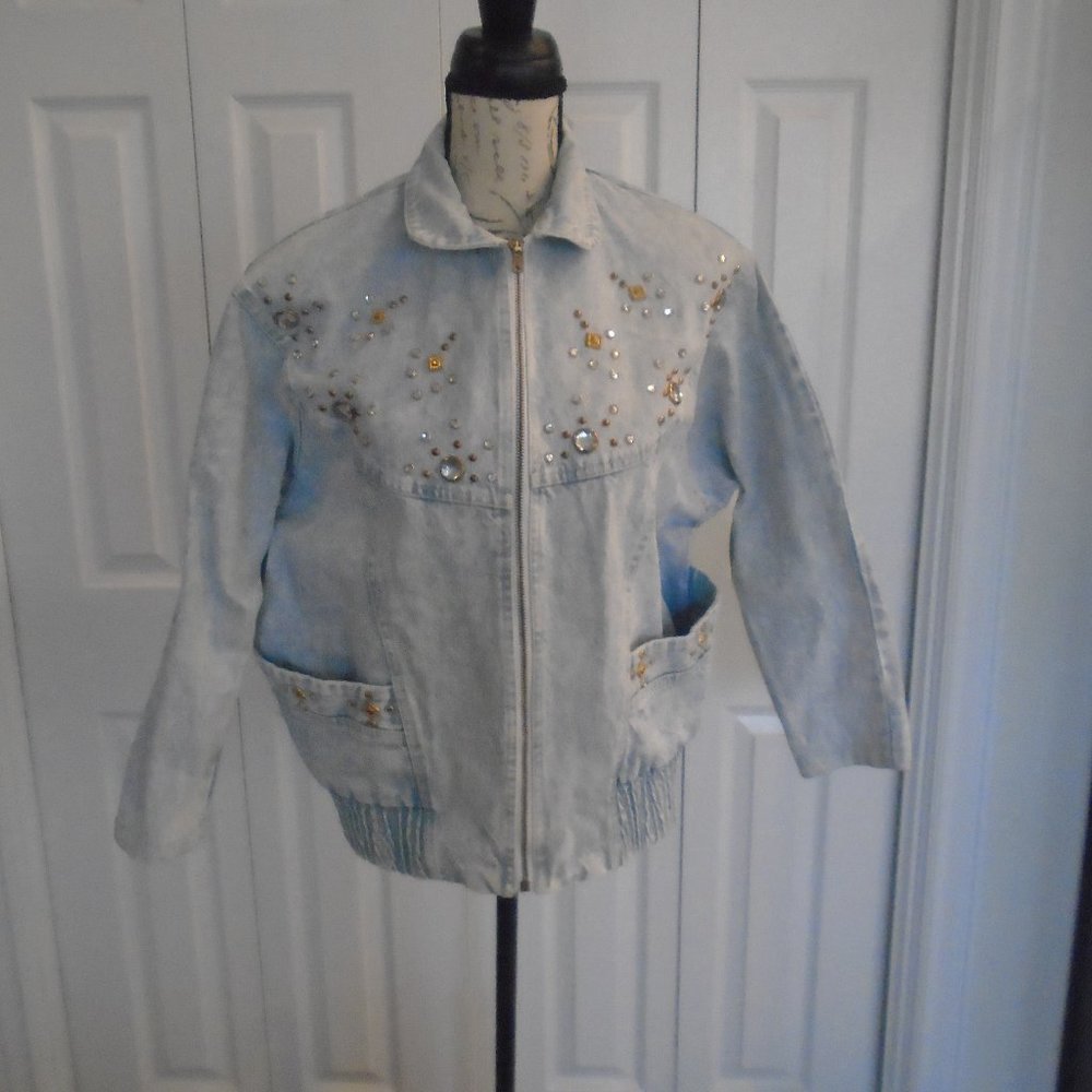 Denim jacket Vintage Rio Denim Studded Blazer Jacket SMALL